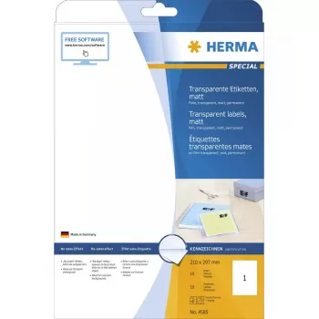 Etichetta adesiva HERMA A4 rettangolare permanente trasparente