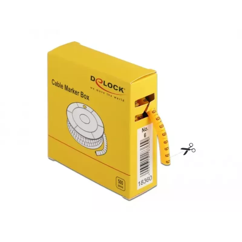 Marcatori per cavi DeLOCK Box n. 6 giallo 500 pz.