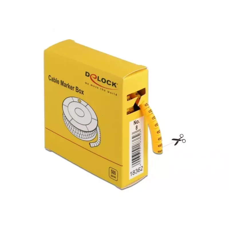 Marcatori per cavi DeLOCK 18362 giallo 500 pz.