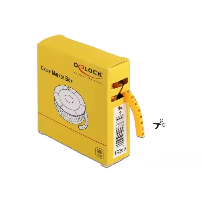 Box marcatori per cavi DeLOCK n. 9 giallo 500 pz.