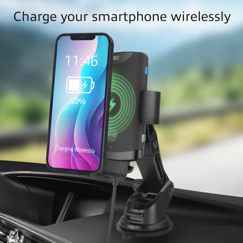 Supporto auto automatico per smartphone ACT AC9010 con ricarica wireless