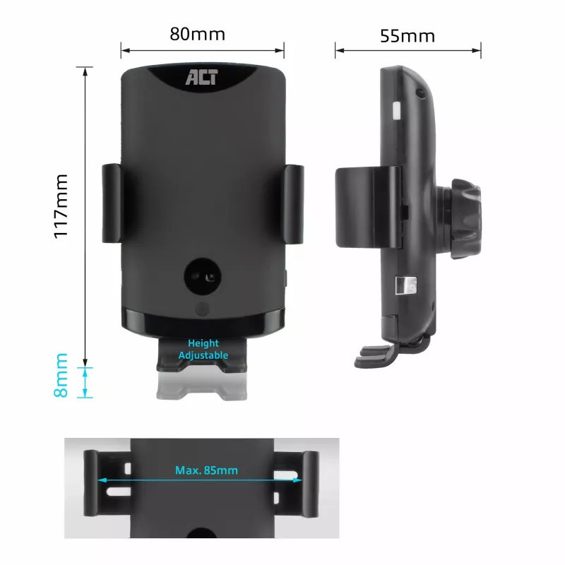Supporto auto automatico per smartphone ACT AC9010 con ricarica wireless