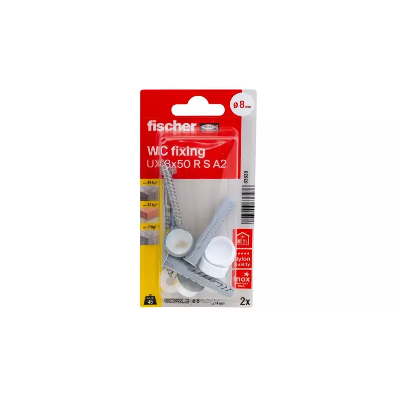 Set viti e tasselli Fischer 83628 adatto per mattone, calcestruzzo