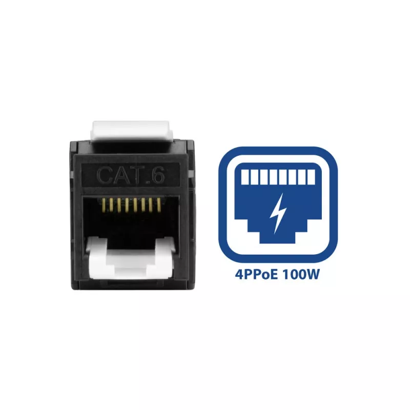 ACT Keystone Jack RJ45 CAT6 non schermato senza attrezzi con Shutter, nero