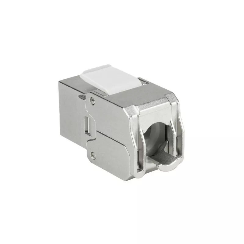 ACT Keystone Jack RJ45 CAT6 schermato senza attrezzi con Shutter argento-bianco