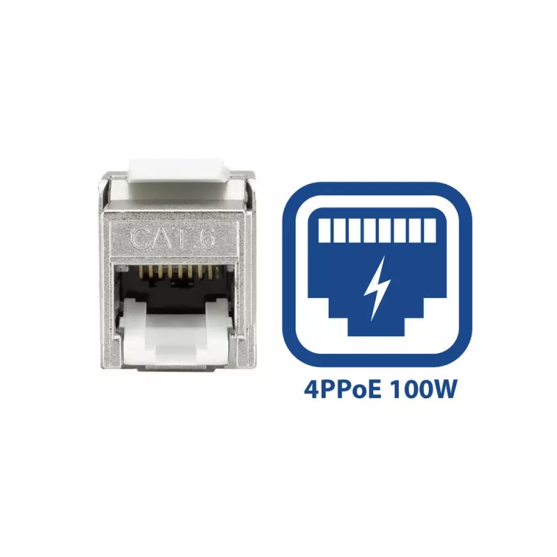 ACT Keystone Jack RJ45 CAT6 schermato senza attrezzi con Shutter argento-bianco