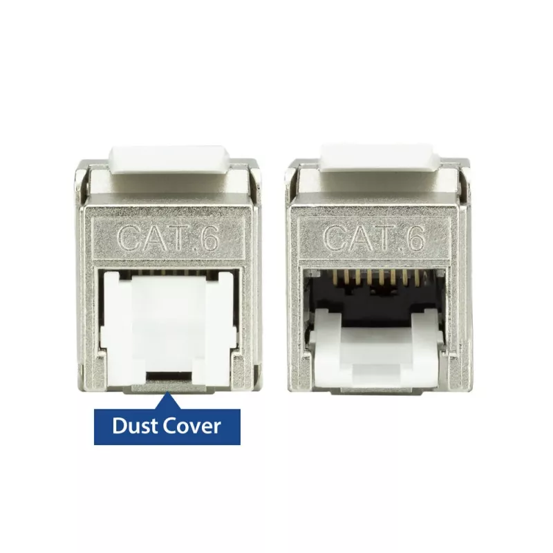 ACT Keystone Jack RJ45 CAT6 schermato senza attrezzi con Shutter argento-bianco