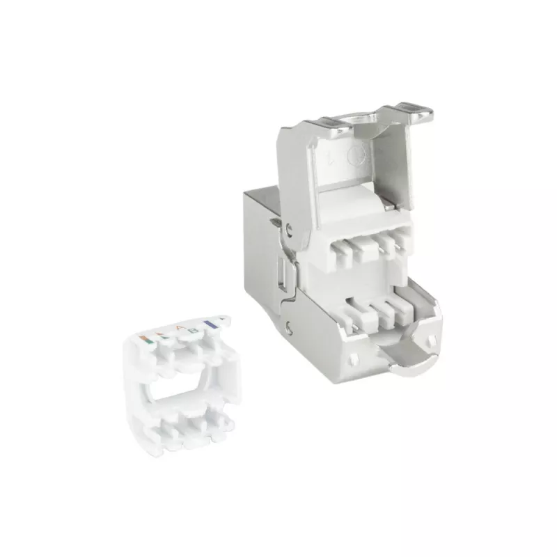 ACT Keystone Jack RJ45 CAT6 schermato senza attrezzi con Shutter argento-bianco