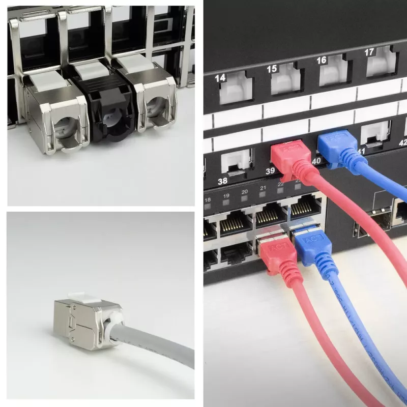 ACT Keystone femmina RJ45 CAT6A schermato senza attrezzi con coperchio parapolvere
