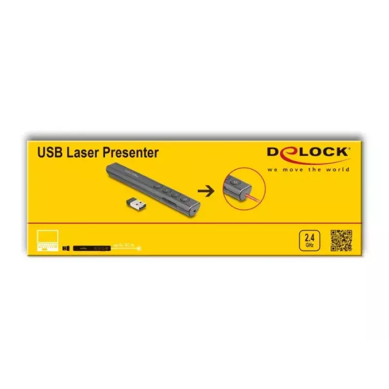 DeLOCK presentatore laser USB wireless USB RF telecomando puntatore laser rosso