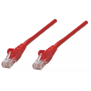 Cavo patch di rete Intellinet, Cat5e, 0,5 m, rosso, CCA, U/UTP, PVC, RJ45, contatti dorati, protezione linguetta, protezione antitorsione, garanzia a vita