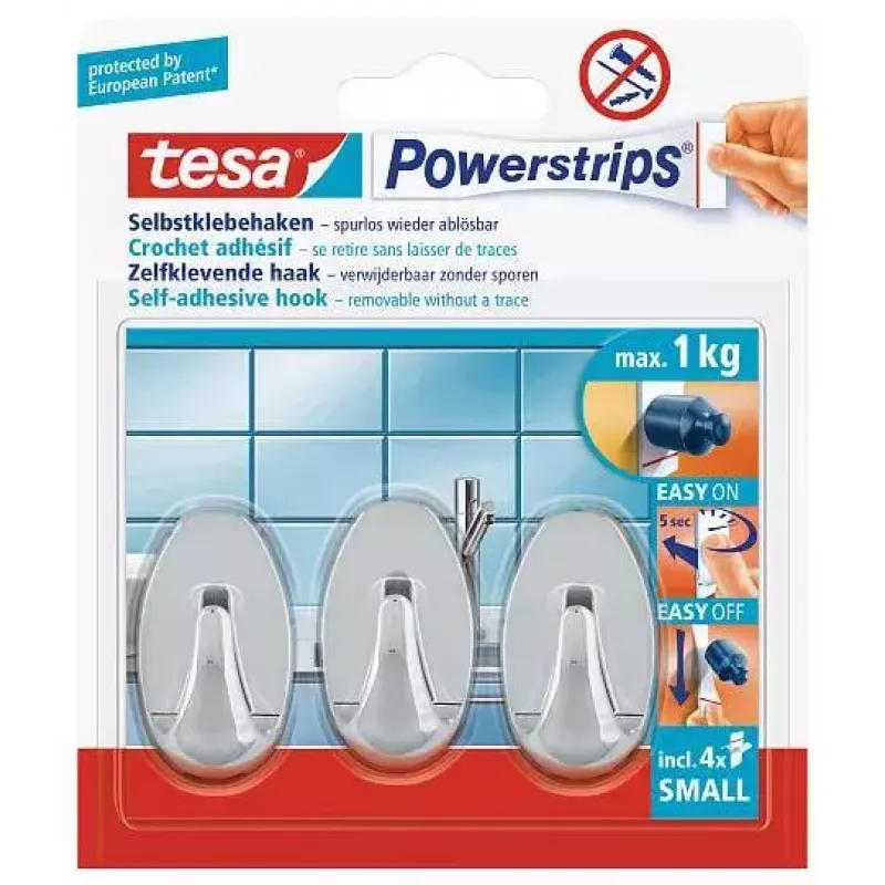 Gancio per asciugamani TESA 57543-00012 Indoor cromo 3 pezzi
