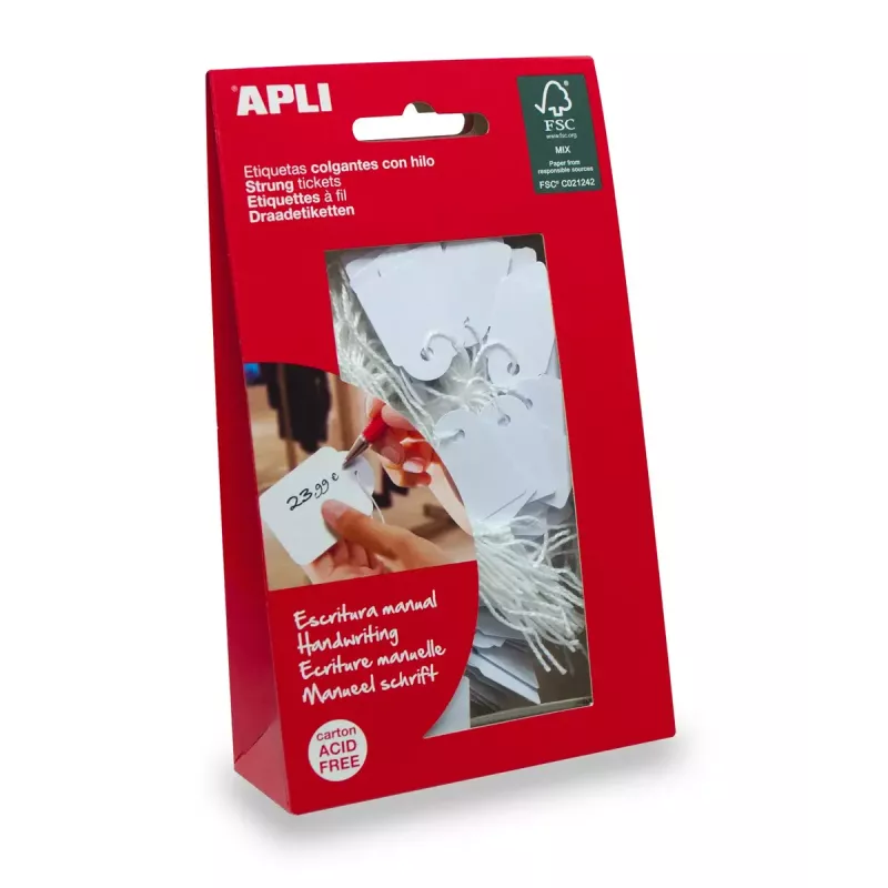 APLI 07009 etichette non adesive 200 pezzi bianco rettangolare 1,5x2,4 cm