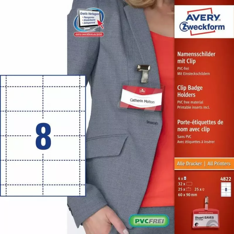 Etichetta non adesiva AVERY 4822 trasparente bianco rettangolare 32 pz.