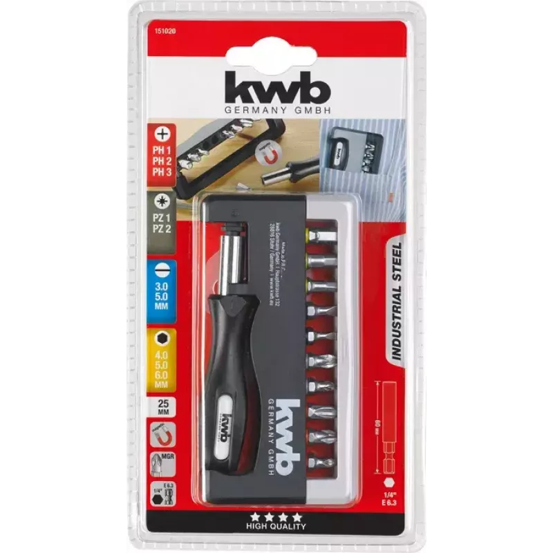 Set di punte per cacciavite KWB Industrial Steel Standard Handy Bit Box