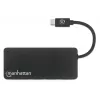 Manhattan dock/hub USB-C con lettore di schede, porte (x3): USB-A (x3), 5 Gbit/s (USB 3.2 Gen1 alias USB 3.0), alimentazione esterna non necessaria, universale per tutti i dispositivi, SuperSpeed USB, nero, tre anni di garanzia