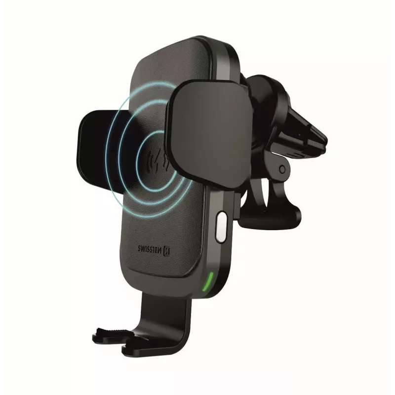 Swissten S-Grip W2-AV5 supporto auto con caricatore wireless da 15 W, con cavo USB/USB-C, nero