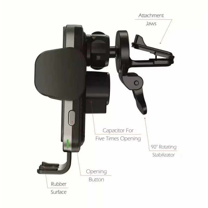 Swissten S-Grip W2-AV5 supporto auto con caricatore wireless da 15 W, con cavo USB/USB-C, nero