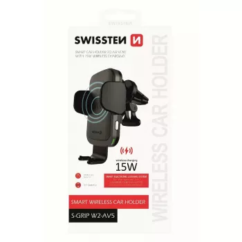 Supporto auto con caricabatterie wireless SWISSTEN W2-AV5, ricarica Qi 15W, cavo Micro-USB 1,2 m