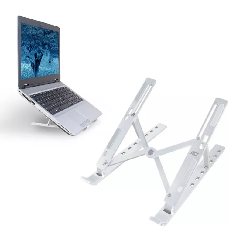 ACT supporto pieghevole per laptop alluminio, regolabile in altezza su 7 livelli