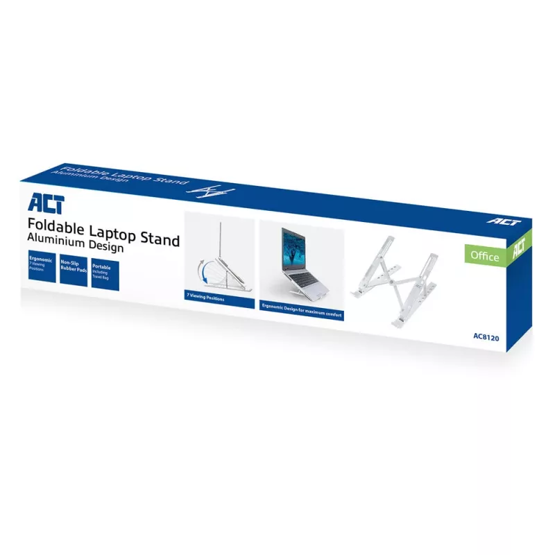 ACT supporto pieghevole per laptop alluminio, regolabile in altezza su 7 livelli