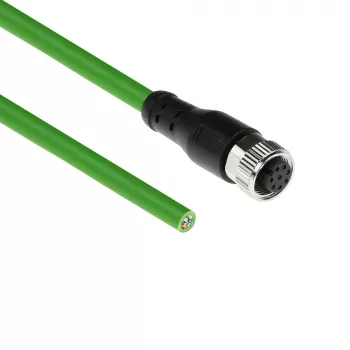 Cavo per sensori ACT Industrial 5,00 metri M12A 8 poli connettore femmina su estremità aperta, cavo TPE Ultraflex, schermato