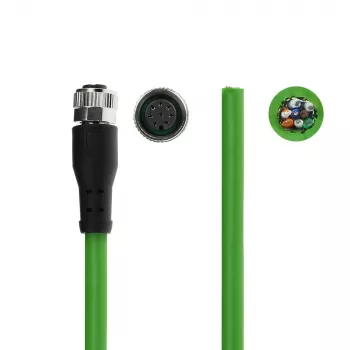 Cavo per sensori ACT Industrial 5,00 metri M12A 8 poli connettore femmina su estremità aperta, cavo TPE Ultraflex, schermato