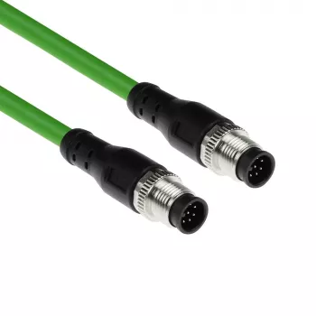 Cavo per sensori ACT Industrial 7,50 metri M12A 8 poli connettore maschio su connettore M12A 8 poli maschio, cavo TPE Ultraflex, schermato
