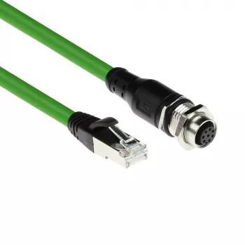 Cavo per sensori ACT Industrial 5,00 metri M12A 8 poli connettore femmina su connettore RJ45 maschio, cavo TPE SF/UTP Ultraflex, schermato