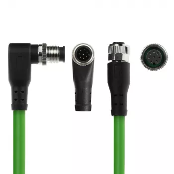 Cavo per sensori ACT Industrial 3,00 metri M12A 8 poli connettore maschio angolare su connettore femmina M12A, cavo TPE Ultraflex, schermato