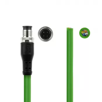 Cavo per sensori ACT Industrial 1,50 metri M12D 4 poli connettore maschio su estremità aperta, cavo TPE Superflex Xtreme, schermato