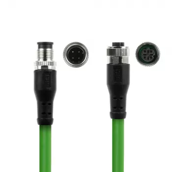 Cavo per sensori ACT Industrial 1,50 metri M12D 4 poli connettore maschio su connettore femmina M12D 4 poli, cavo TPE Superflex Xtreme, schermato