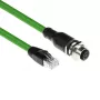 Cavo per sensori ACT Industrial 1,50 metri M12D 4 poli connettore femmina a pannello su connettore RJ45 maschio, cavo TPE Superflex Xtreme, schermato