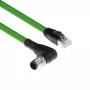 Cavo per sensori ACT Industrial 3,00 metri M12D 4 poli connettore maschio angolare su connettore RJ45 maschio, cavo TPE Superflex Xtreme, schermato