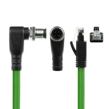 Cavo per sensori ACT Industrial 3,00 metri M12D 4 poli connettore maschio angolare su connettore RJ45 maschio, cavo TPE Superflex Xtreme, schermato