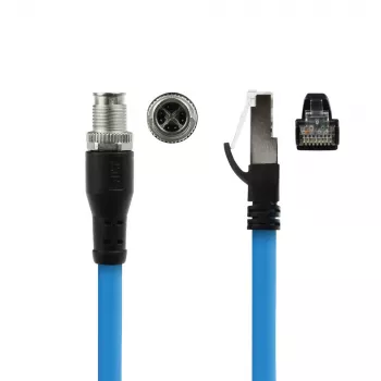 Cavo per sensori ACT Industrial 3,00 metri M12X 8 poli connettore maschio a pannello su RJ45, cavo TPE SF/UTP Superflex, schermato