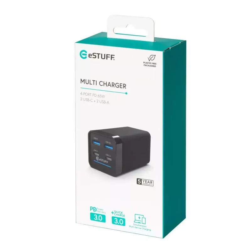 Caricabatterie portatile eSTUFF ES635200 universale nero 2 USB Type-C