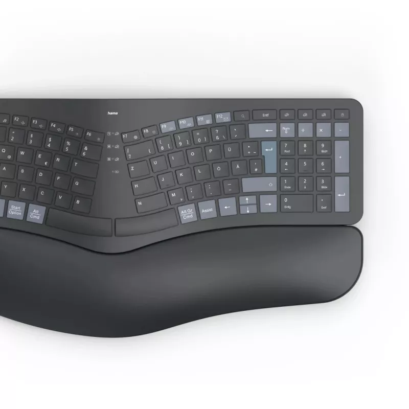 Hama WK-900 Ergo tastiera wireless multi-dispositivo divisa, LED, QWERTZ, nera