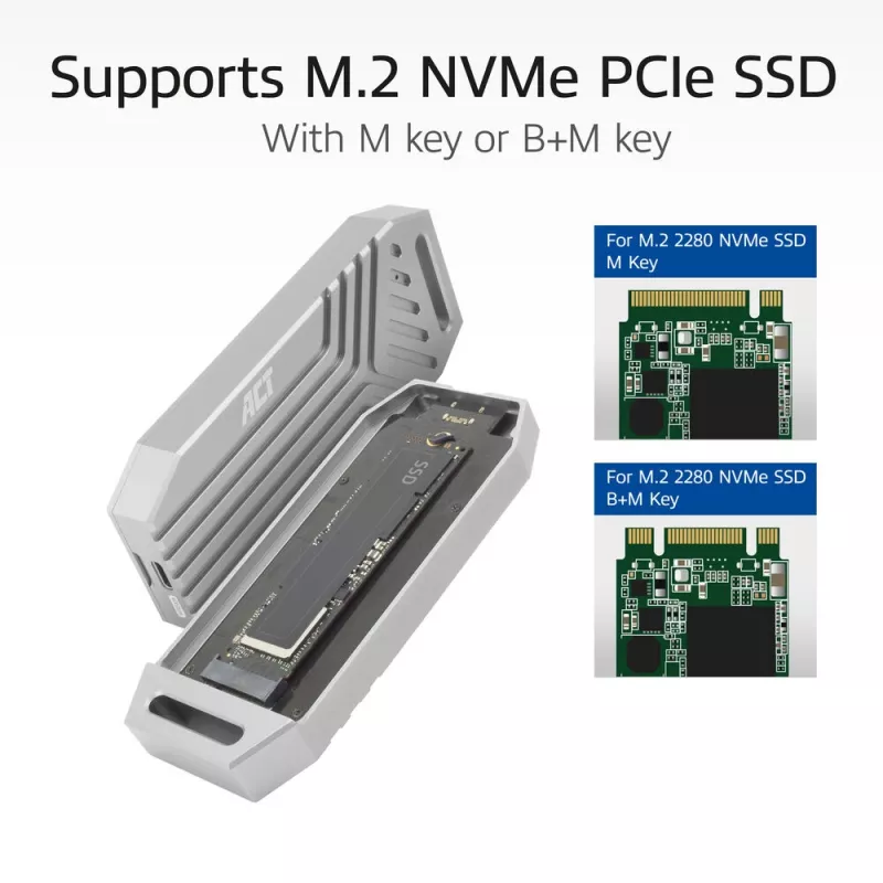 ACT USB 40 Gbit/s M.2 2280 NVMe / PCIe case SSD, senza attrezzi