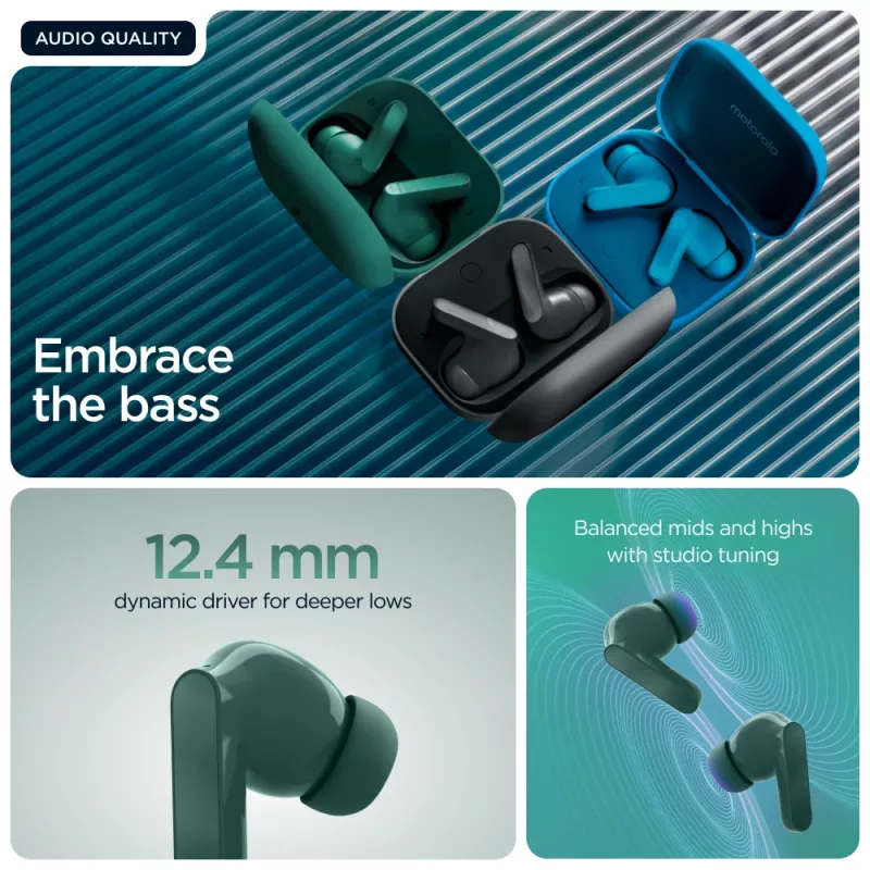 Motorola Moto Buds Bass headset True Wireless Stereo (TWS) in-ear chiamate/musica Bluetooth verde