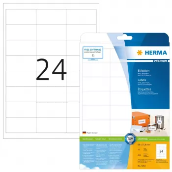 Etichette per stampante adesive HERMA Labels Premium A4 66x33,8 mm