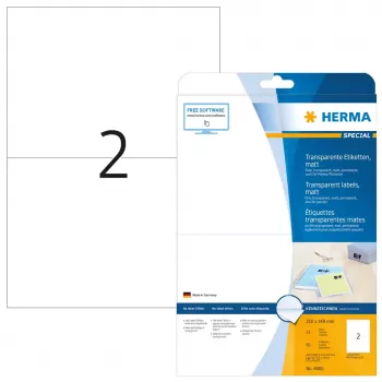 Etichetta per stampante adesiva HERMA Labels trasparente opaca A4 210x148 mm pellicola