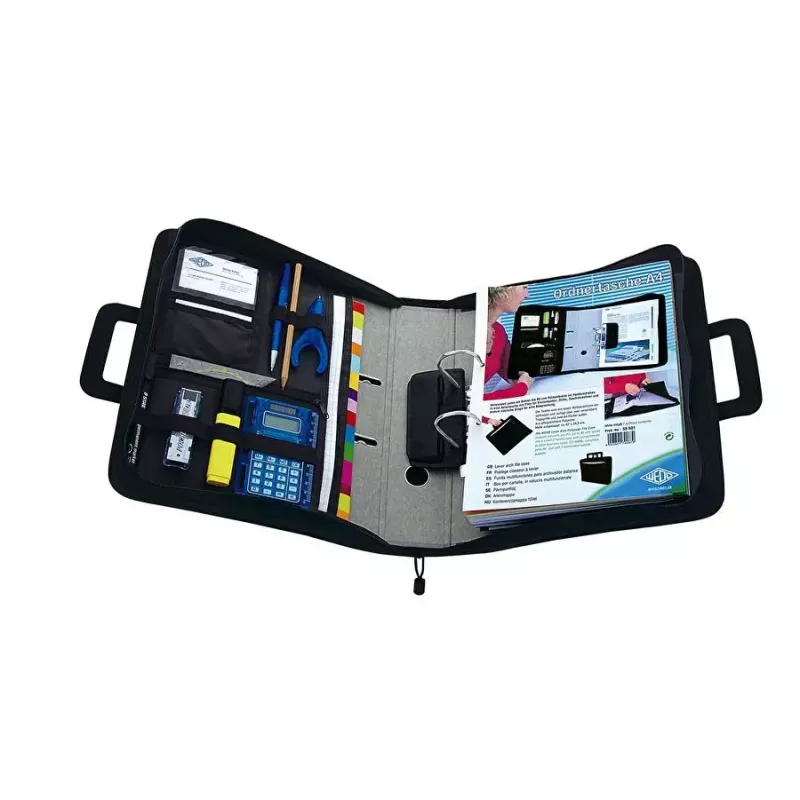 WEDO personal organizer 58 601 — cartella portadocumenti in plastica e poliestere per A4 con porta biglietti da visita, nero