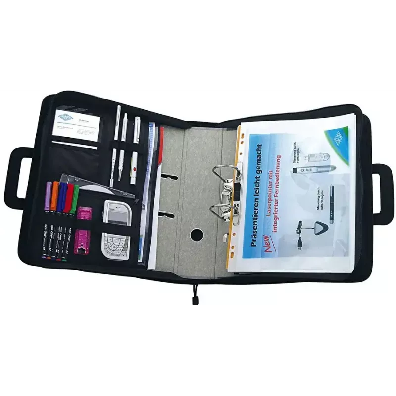 WEDO personal organizer 58 601 — cartella portadocumenti in plastica e poliestere per A4 con porta biglietti da visita, nero