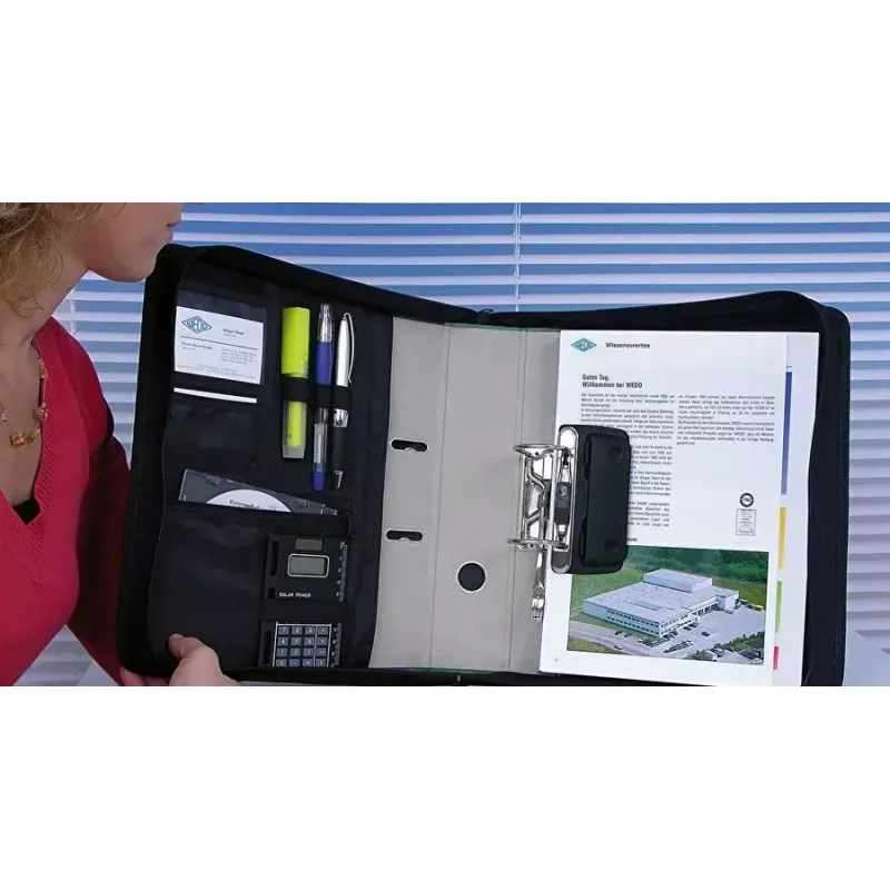 WEDO personal organizer 58 601 — cartella portadocumenti in plastica e poliestere per A4 con porta biglietti da visita, nero