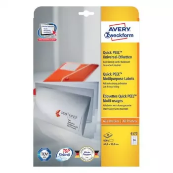 Etichette adesive Avery Zweckform 6172 — rettangolare, permanente, bianco, 600 pezzi