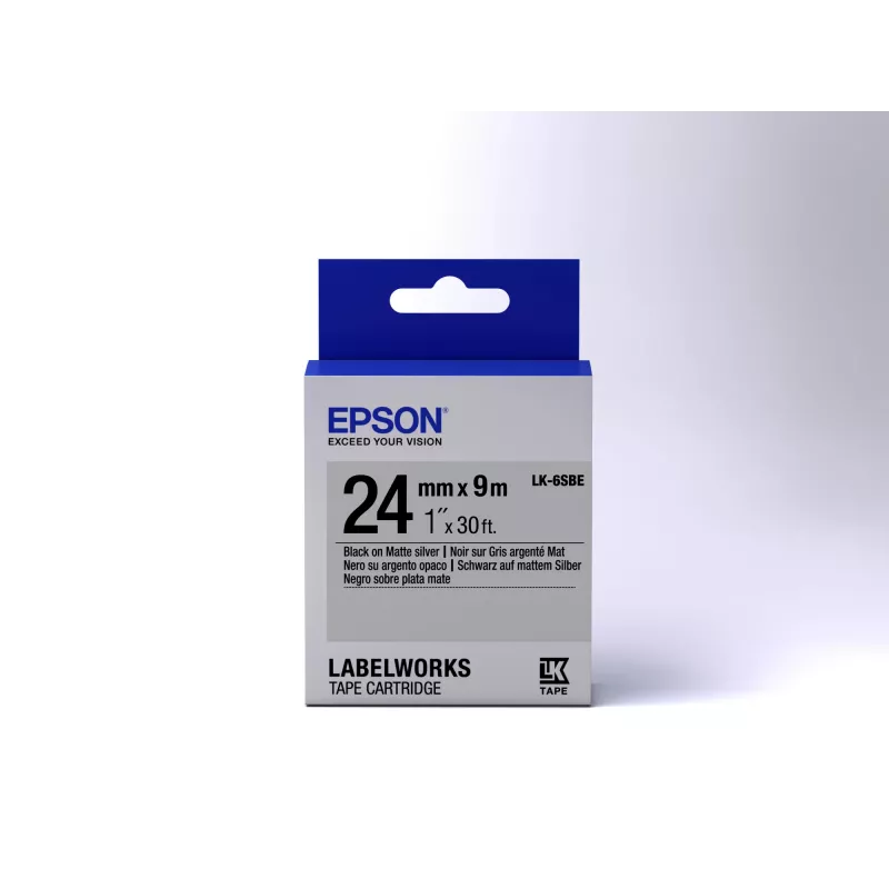 Cartuccia etichetta Epson opaca LK-6SBE nero/argento opaco 24mm (9m)