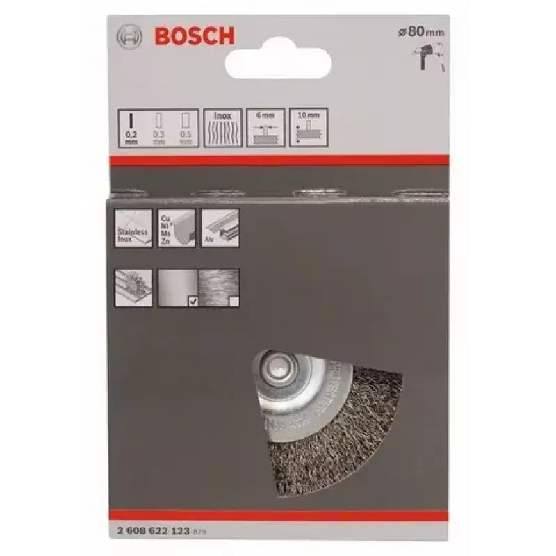 Spazzola metallica Bosch 2 608 622 123 8 cm diametro gambo 6 mm