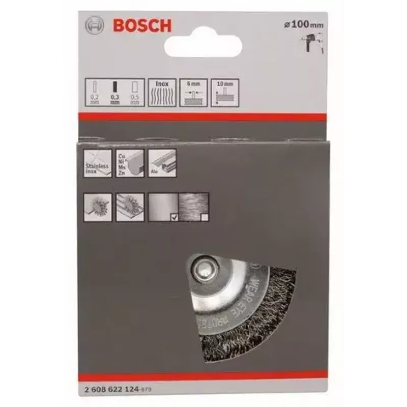 Spazzola metallica circolare Bosch 2 608 622 124 10 cm diametro gambo 6 mm