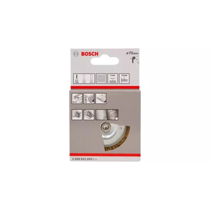 Bosch 2608622009 spazzola a disco, Ø 75 mm, filo d'acciaio ottonato